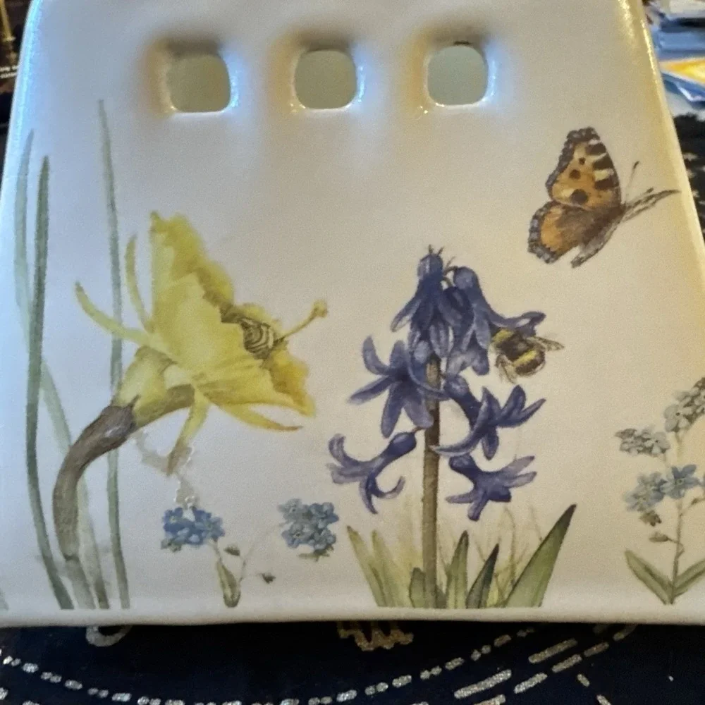 HALLMARK Marjolein Bastin LARGE JAR CANDLE SHADE Natures Sketchbook Flowers EUC